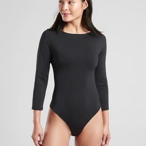 Athleta Women's Valencia Boatneck Thong Bodysuit in Black
